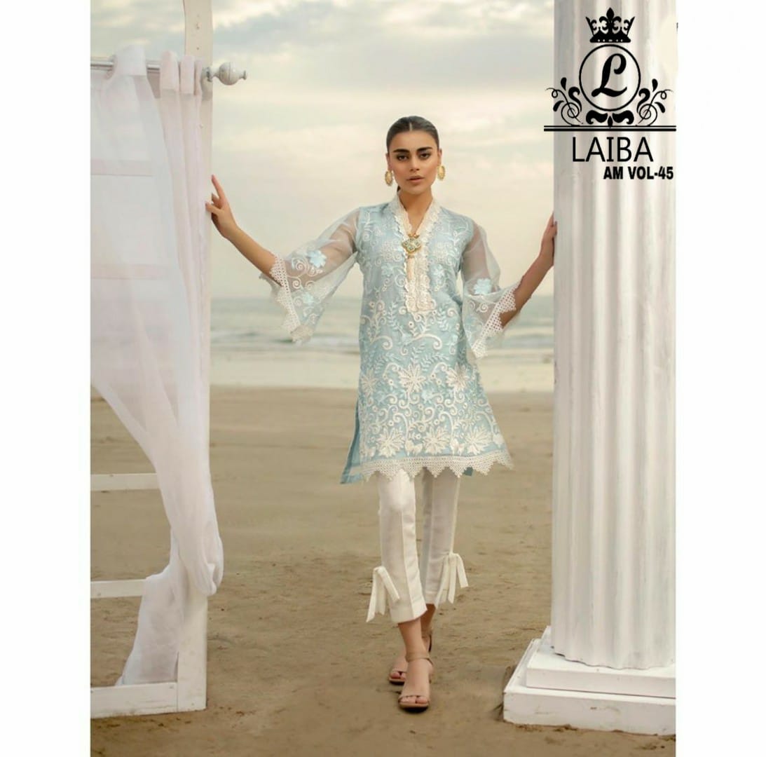 Laiba Am 45 Pure Georgette Stylish Kurti With Bottom Pakistani Collection